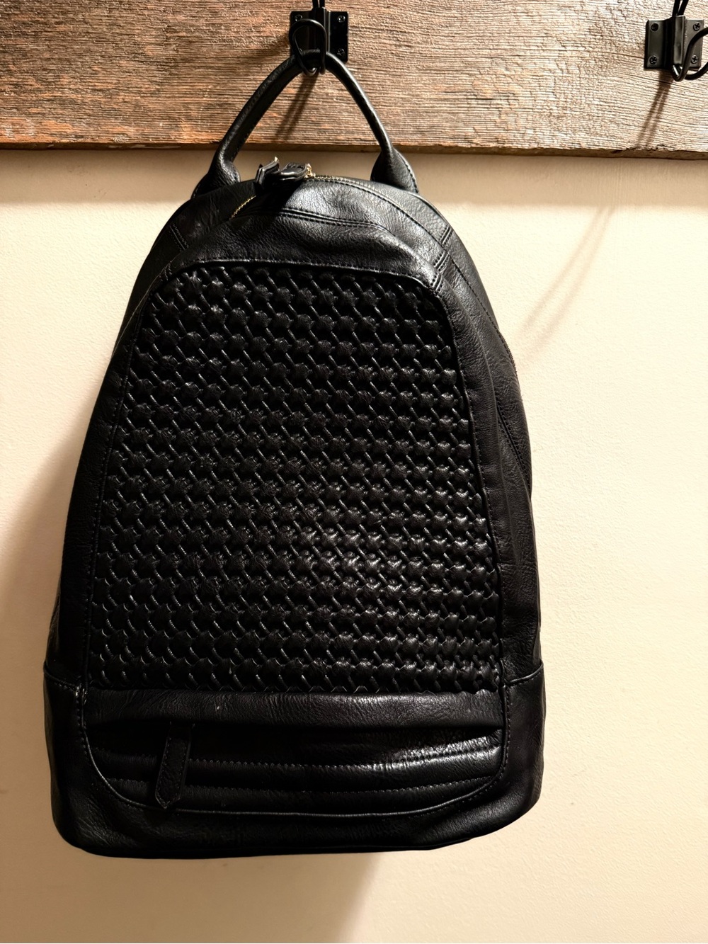 MMS Design Studio Black Woven Leather Backpack